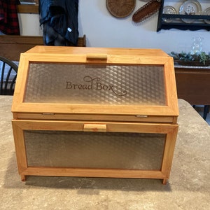 Vintage wooden double compartment breadbox