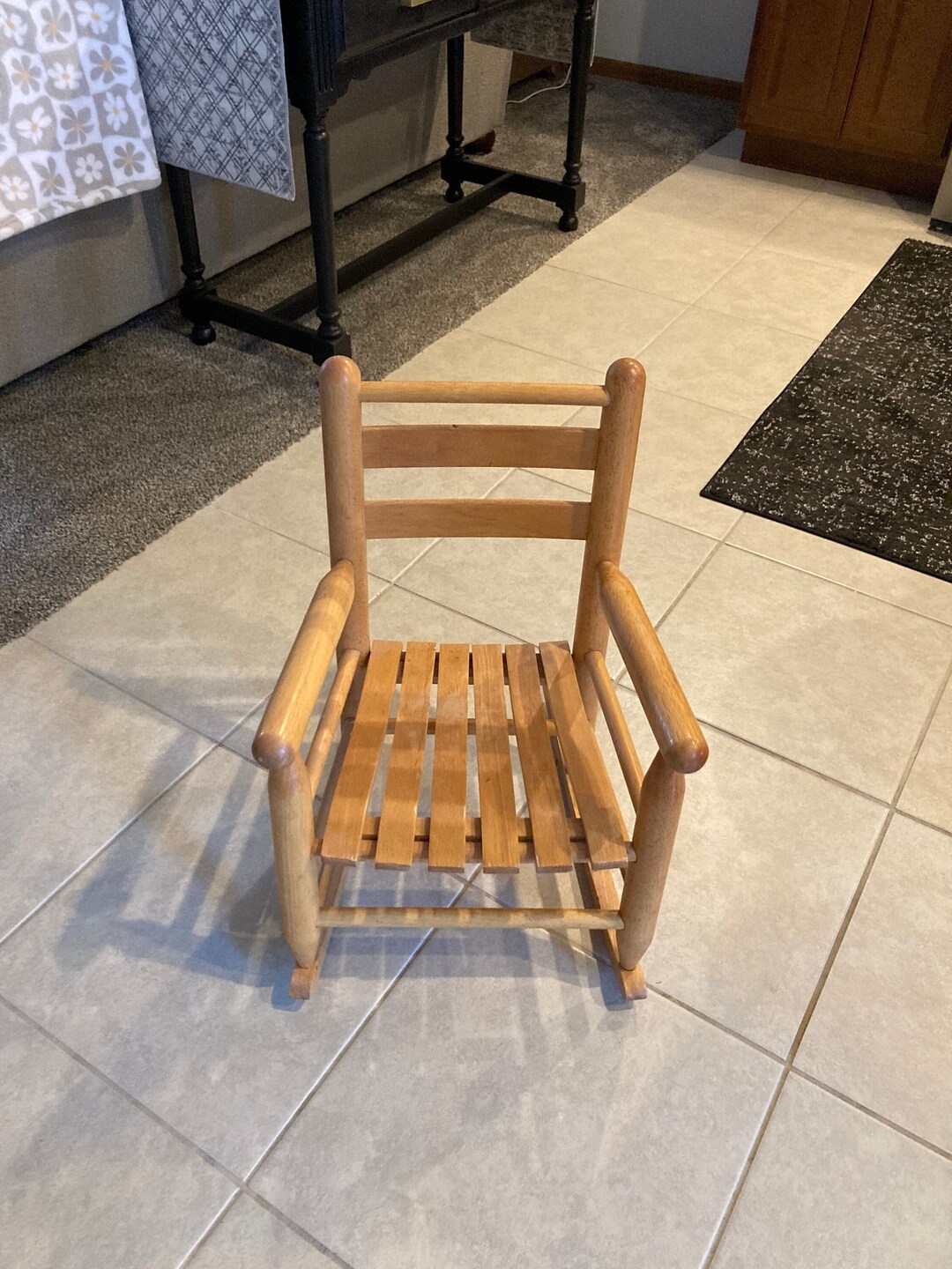 Vintage Solid Wood Child’s Rocker - Etsy