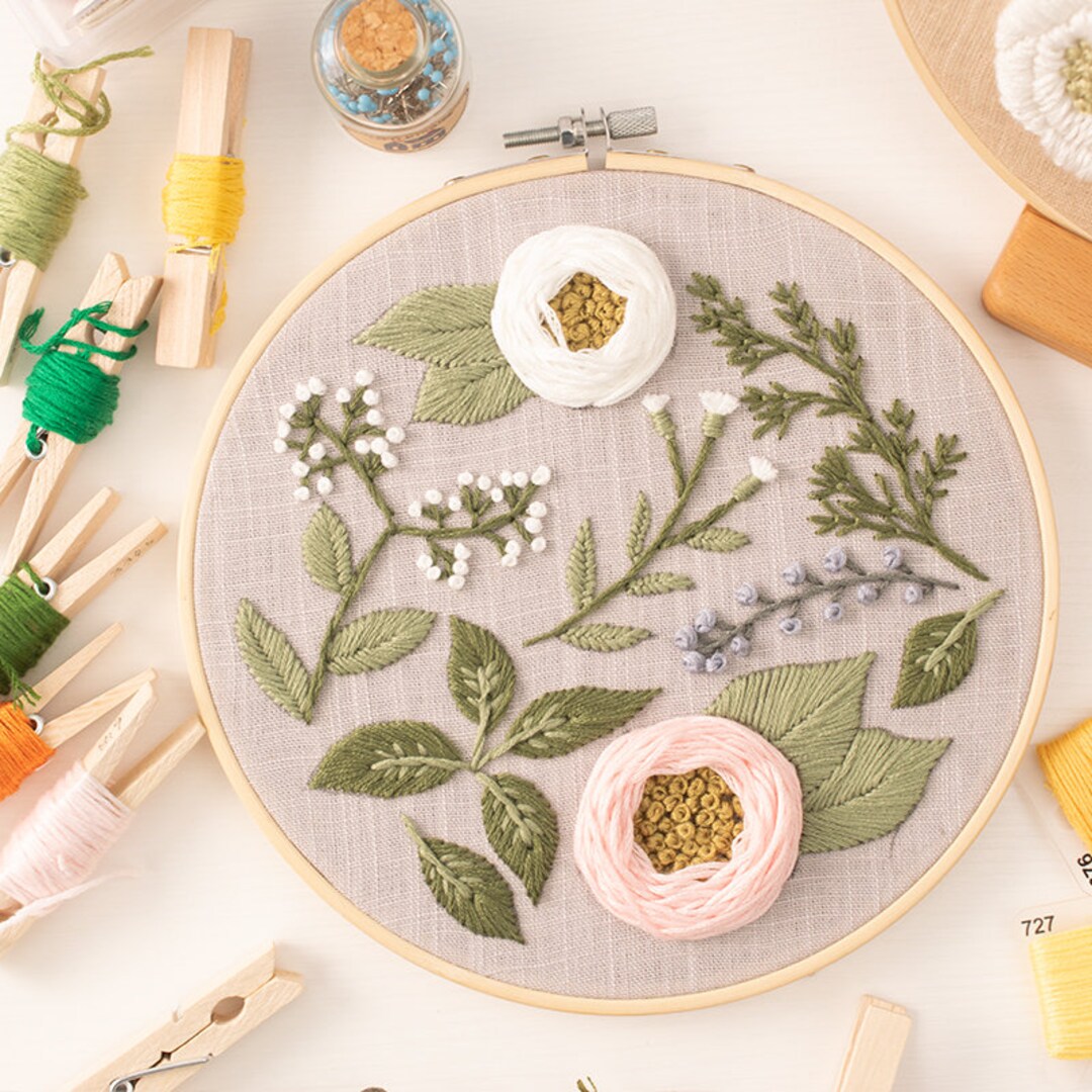 Beginners Hand Embroidery Kit Funny Patterns Modern Floral Hand