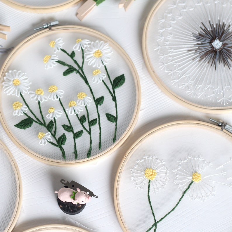 DIY Embroidery for Beginnerseuropean Mesh Embroidery Flowers Etsy