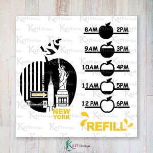 New York Water Bottle Tracker SVG, Water Tracker SVG, New York SVG, Water Bottle Svg, New York Skyline Svg, Svg Files For Cricut, Silhouette