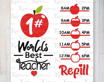 Teacher Water Bottle Tracker SVG / Water Tracker SVG / Teacher SVG / Bottiglia d'acqua Svg / Best Teacher Svg / Svg File per Cricut / Silhouette