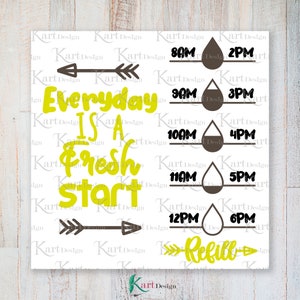 Tous les jours est un Fresh Start Water Bottle Tracker SVG, Water Tracker SVG, Motivational Svg, Water Bottle Svg, Svg Files For Cricut, Silhouette