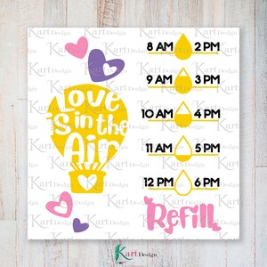 Love is in the Air Water Bottle Tracker SVG, Water Tracker SVG, Love SVG, Water Bottle Svg, Air Balloon Svg, Svg Files, Cricut, Silhouette
