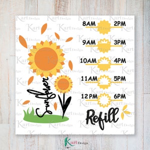 Sunflower Water Bottle Tracker SVG / Water Tracker SVG / Sunflower SVG / Water Bottle Svg / Fitness / Svg Files For Cricut / Silhouette