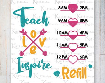 Teach Love Inspire Water Bottle Tracker SVG / Water Tracker SVG / Teacher SVG / Bottiglia d'acqua Svg / File Svg per Cricut / Silhouette / Svg