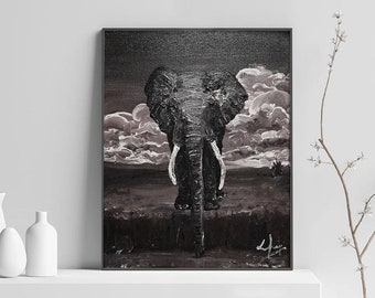 Elephant Painting, Original Medium Size Canvas Painting, Animal Painting, Acrylic Art, Wall Art, Wall Painting, Realistic Art, Real Handmade