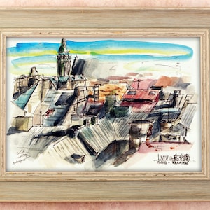 Support Ukarine Postkarte - Lemberg, Europa-Reise, Aquarell, Skizze, Tinte, Wanderlust, Geschenkset, hochwertig, Inspiration, Europa, Dach