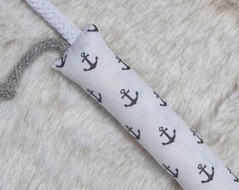 Kaustange OHNE PLASTIK,mit Bio-Schafsschurwolle gefüllt,Maritim/Grau/Weiß/Anker,SWK-0023