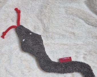 Rassel mit Knisterfolie , Schlange, Grau Frottee ,Leoprint-3004