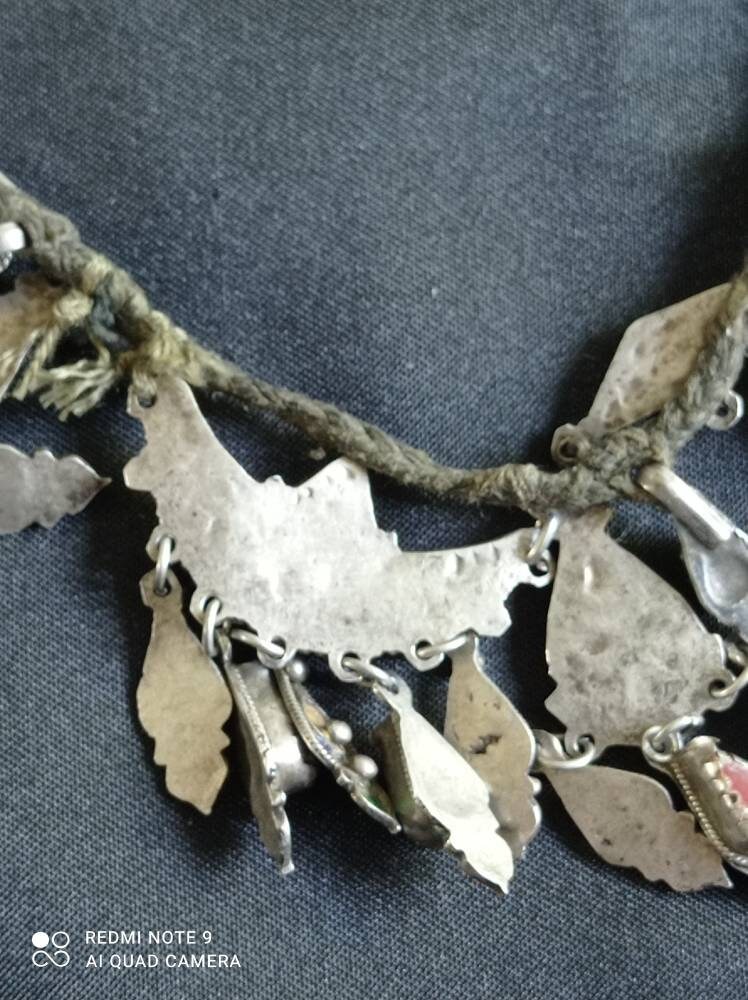 Ancien Collier En Argent Massif Ben Yenni - Bijou Traditionnel Antique