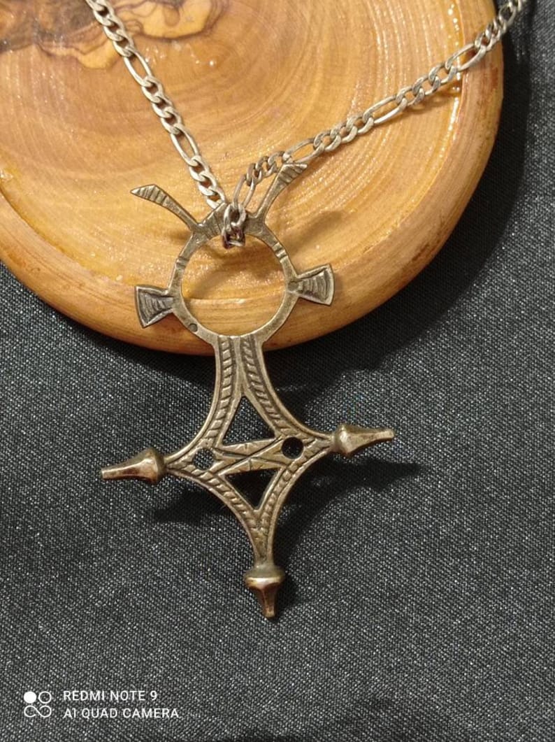 Touareg Berber Silver Southern Cross necklace 1970/'s with its 925 mesh chain