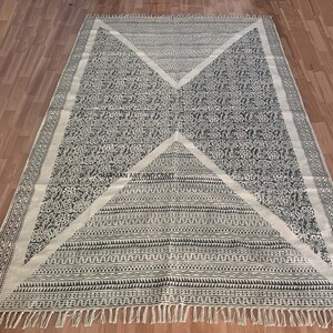 8x10 Handmade Rug, Indian Rug, Kilim Rug, Area Rug, Block Print Rug, Outdoor / Indoor / Living Room / Bedroom / Dining Room / Garden Rug
