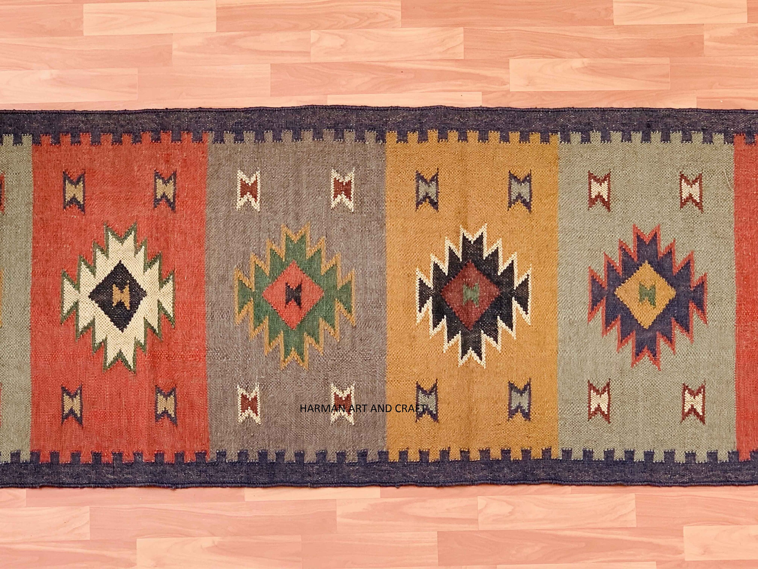 Handmade Navajo Kilim Runner Rug, Aztec Rug, Hallway Runner, Entryway