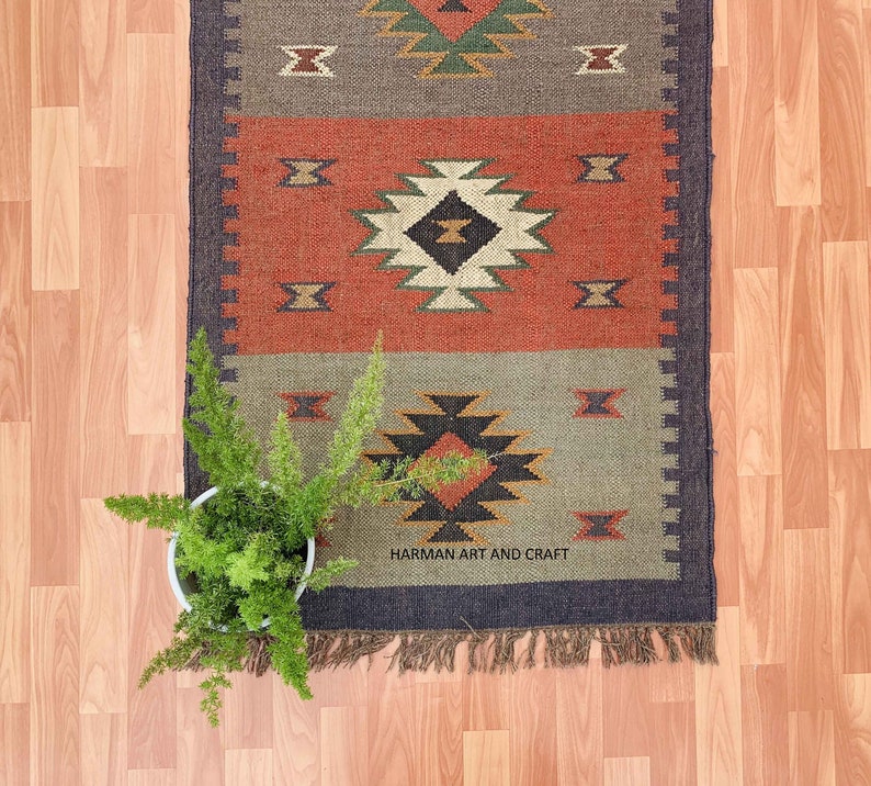 Handmade Navajo Kilim Runner Rug, Aztec Rug, Hallway Runner, Entryway ...