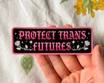 Protect Trans Futures Sticker | Original Vinyl Sparkle Sticker | barbed wire rose transgender pride protect trans kids youth