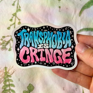 Transphobia is Cringe Sparkle Sticker | Original Vinyl Glossy Sticker | Transgender Pride schützen Transjugend LGBTQ+ Pride fuck Transphobie