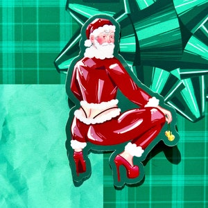 Santa es Slay Holiday Sticker Geschenk | Lustige Frohe Feiertage Frohe Weihnachten Geschenk | Weihnachtsgeschenk Sexy Witz Geschenk prank karte sexy santa hot hoe ho ho