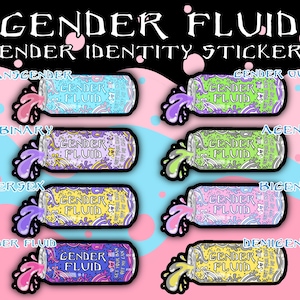 Gender Fluid Trans Pride Energy Drink Sticker | Original Vinyl Sparkle Sticker | transgender pride queer agender demigender bigender
