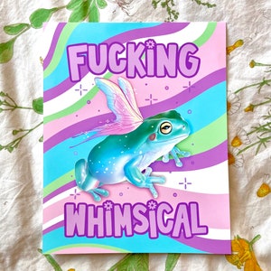 Fairy Frog Original Art Print | Fucking Whimsical Poster | Quirky Wall Decoration | retro colorful watercolor artwork faery fae fantasy