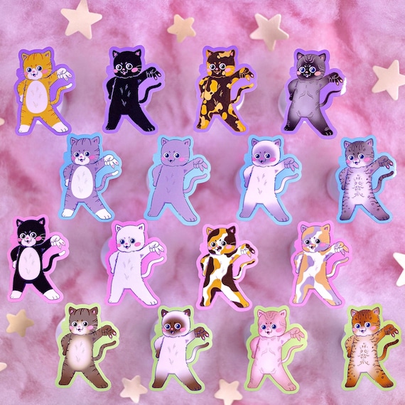 Gyaru Cat Stickers | Original Vinyl Sticker | glossy water-resistant | gyaru pose meme kpop siamese sphynx kitty tortie bengal tabby gift