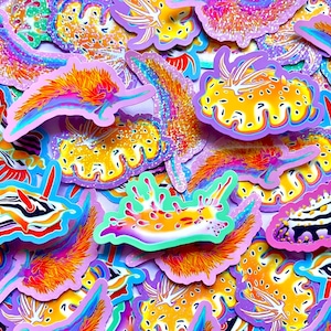 Naaktslak Zeeslak Oceaan Sparkle Sticker | Weerbestendige vinylsticker | holografische sticker geologie zeeleven red onze oceanen STEM