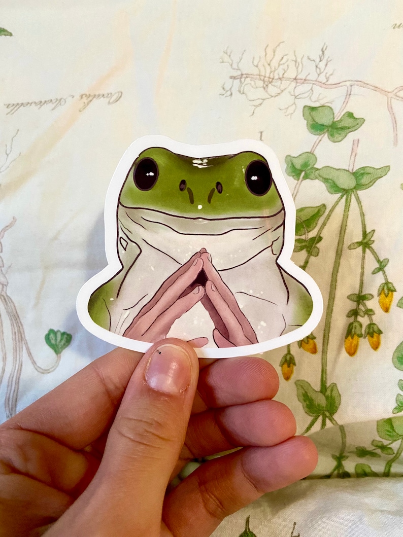 Funny Frog Sticker | Original Watercolor Vinyl Sticker | Glossy Water ...