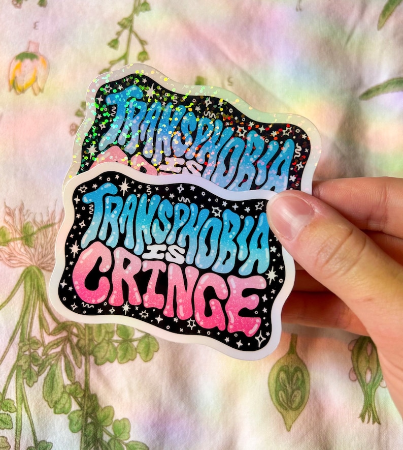 Transphobia is Cringe Sparkle Sticker | Original Vinyl Glossy Sticker ...