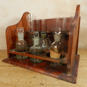 Vintage Apothecary Set and Test Tube Rack