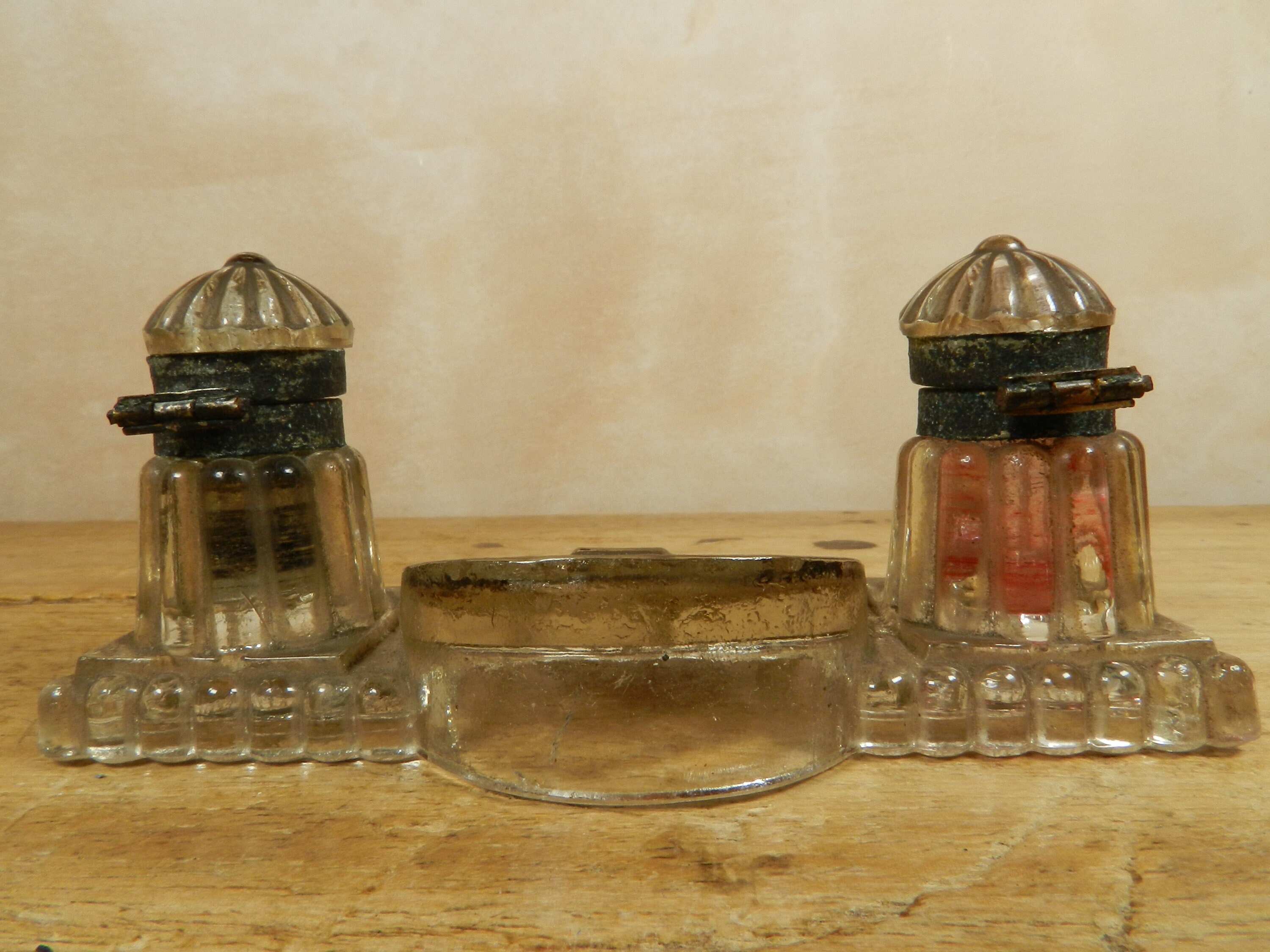 Antique Glass Double Inkwell Torquay Souvenir - Etsy