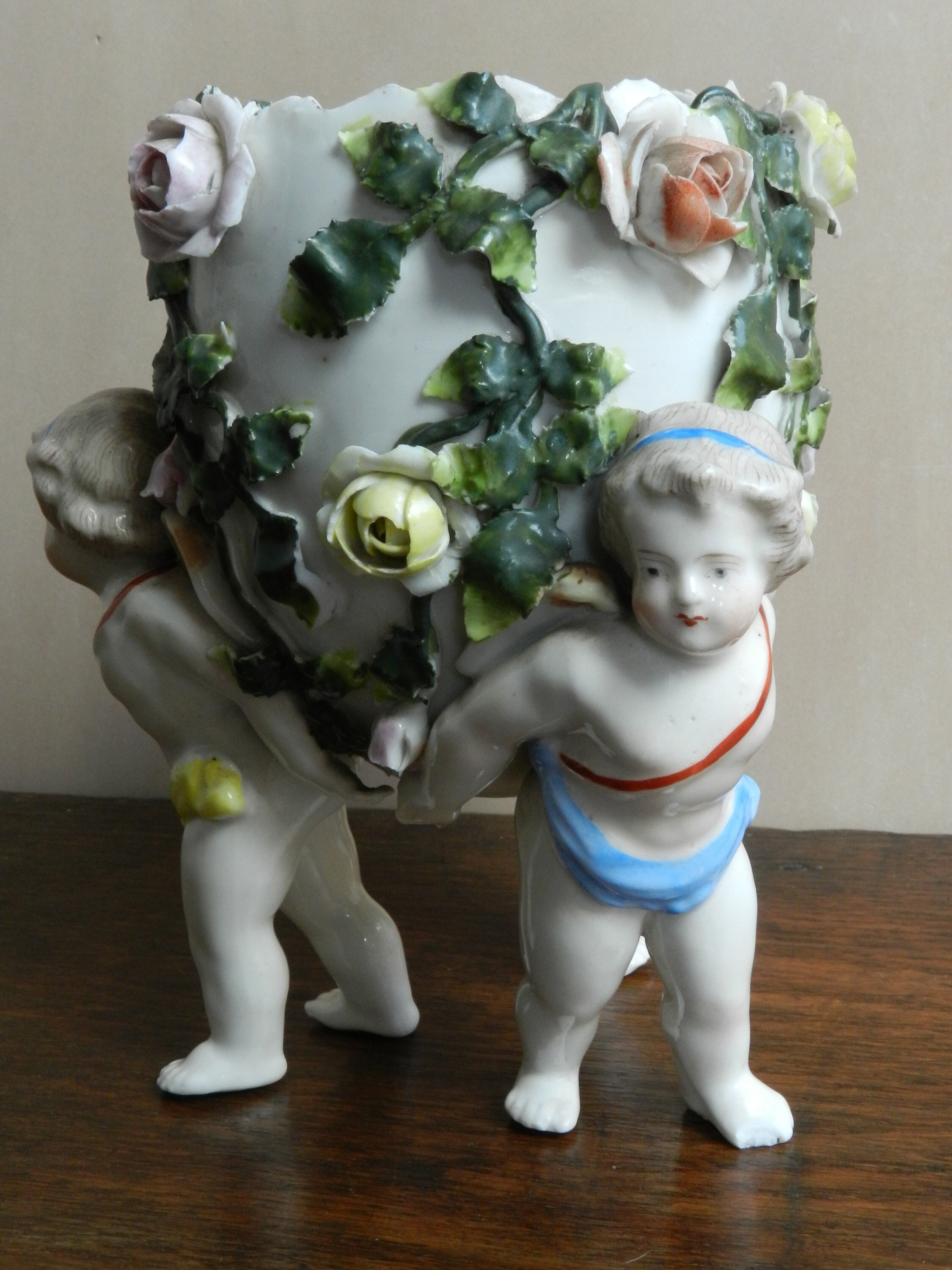 Antique Porcelain Cherubs Vase - Etsy