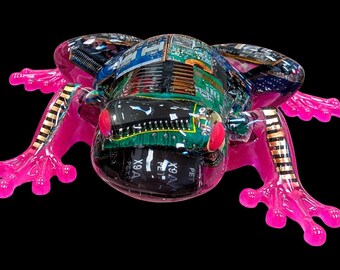 Nerdy Frog With Attitude – Glow Resin Frog Made from Recycled Electronics