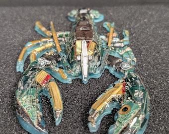 Resin Lobster Art – Recycled Motherboard Sculpture – Geeky Sea Creature Decor – Handmade Tech Lobster Figurine