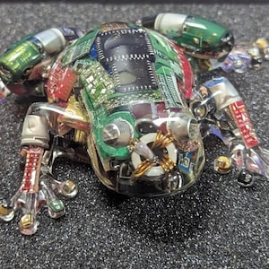 Tree Frog Made With Resin and Computer Motherboards
