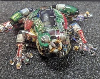 Tree Frog Made With Resin and Computer Motherboards