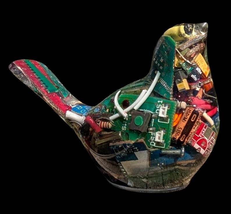 Cyberpunk Circuit Board Bird Pair – Recycled Electronics Sculpture ...