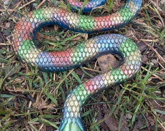 Technicolor Resin Snake – Metallic Home Shelf Decor, Snake Lover Gift