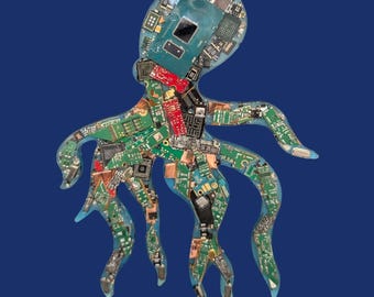 The Server Kraken  Cyberpunk Octopus Made From Recycled Tech