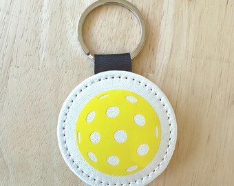 Pickleball Key Ring - great stocking stuffer (white)