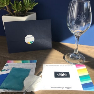 DIY Manifestation Lotus Zen Wineglass Etching Kit, Glass Etching Stencil, Goal Setting Kit, Intentional Arts and Crafts