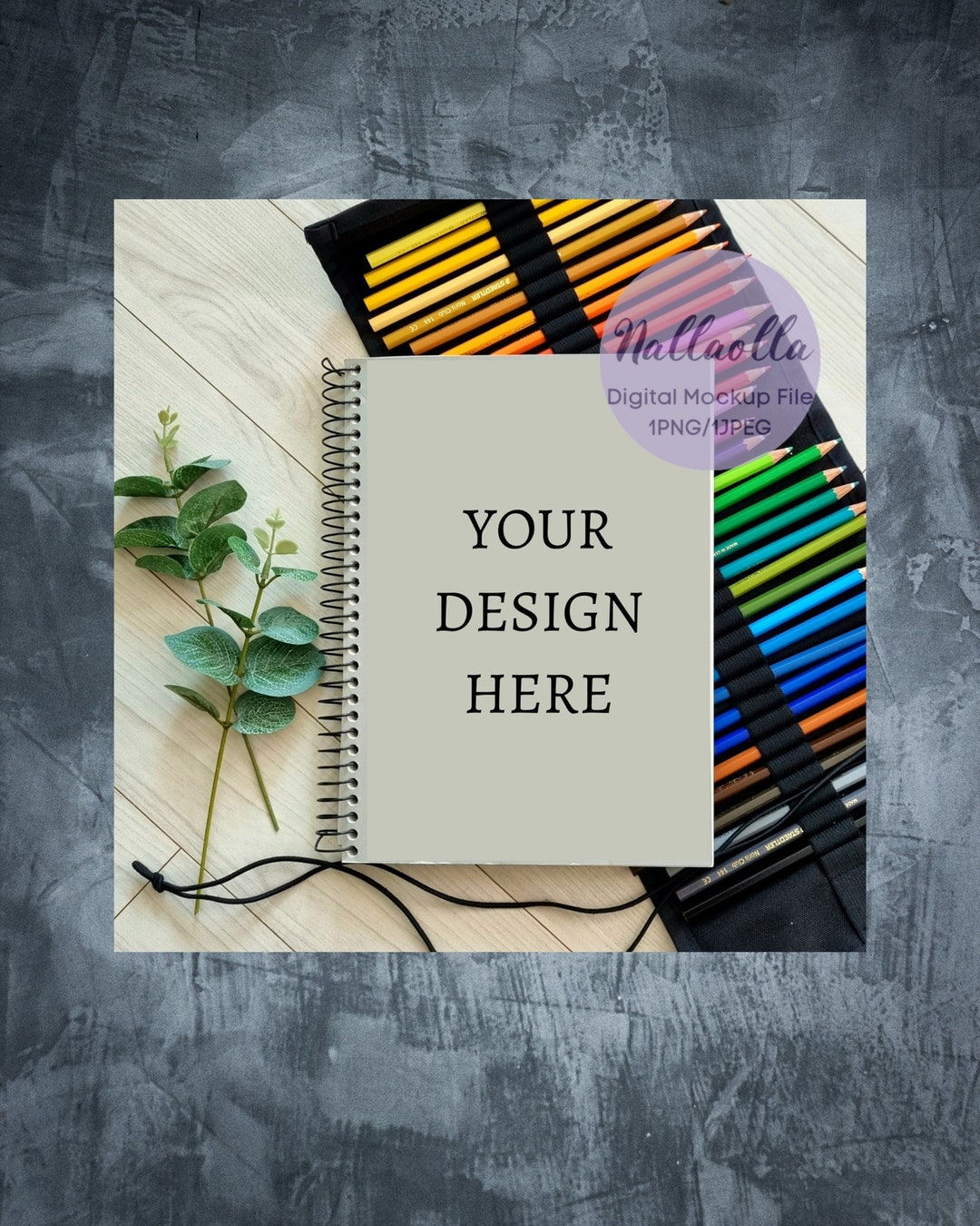 Colored Pencils Mock-up/1jpeg/1png/spiral Notebook Mockup/gray Notebook ...