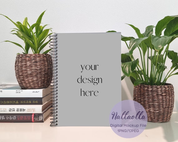 Spiral Notebook/Flower Pot Mockup/Mockup With Books/1JPEG/1PNG/Mockup Image File/Frame Mockup/Diary Planner Mockup/Good Mockup