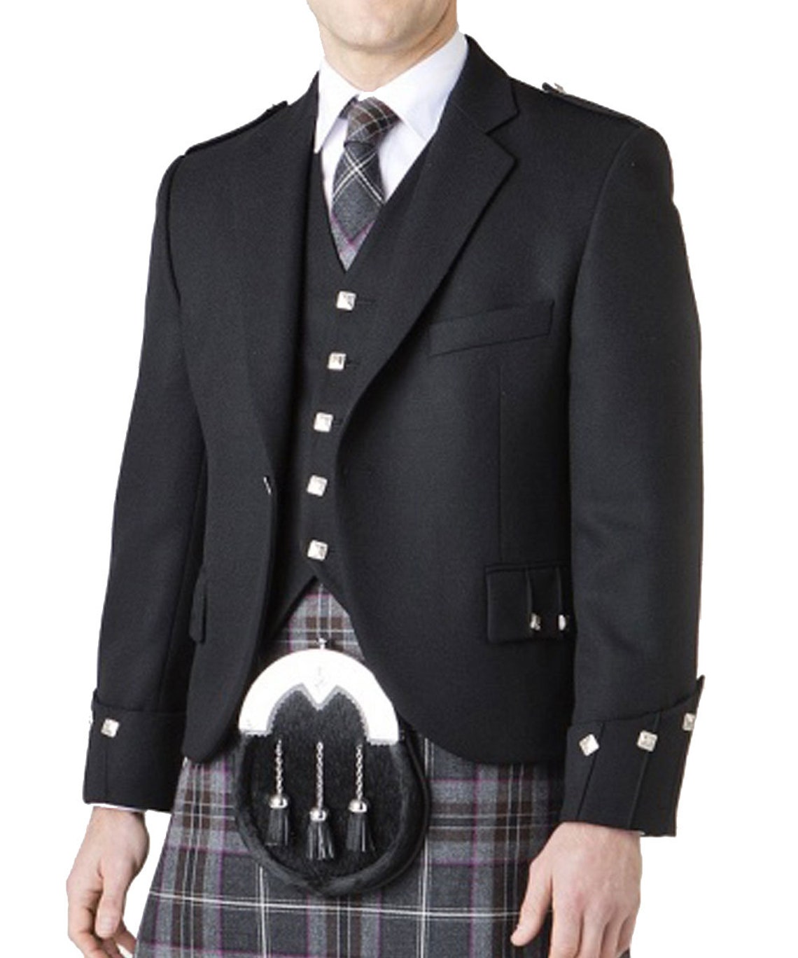 Scottish Handmade Argyle Kilt Jacket With 5 Button Vest 100 Etsy