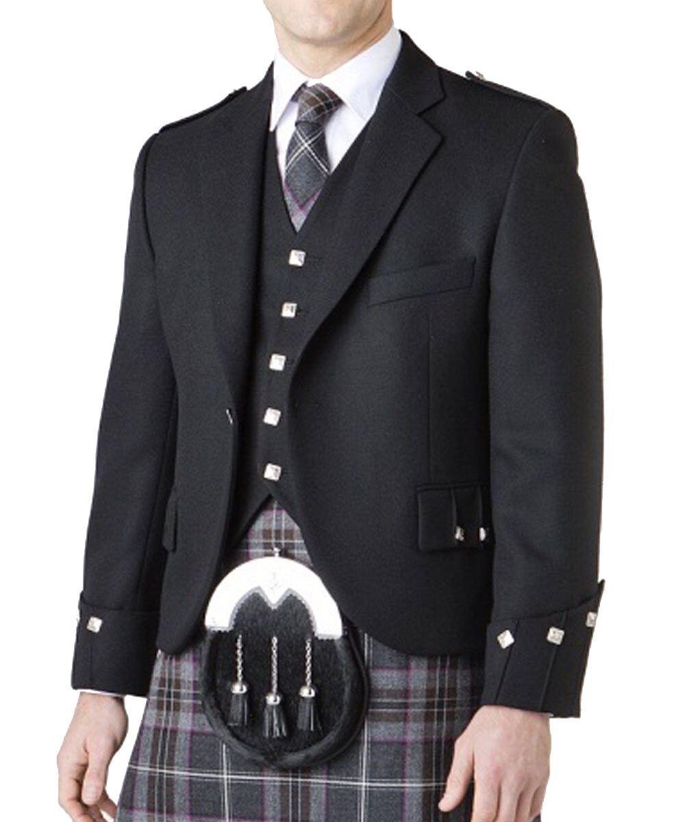 Scottish Handmade Argyle Kilt Jacket With 5 Button Vest 100 Etsy