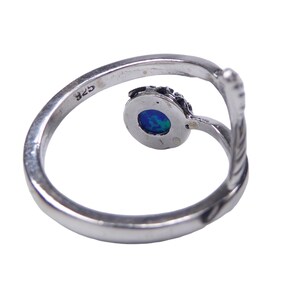 Blauer Lab Opal Meerjungfrau Ring 925 Silber – Verstellbar – Antiker Vintage Stil – Besonderes Geschenk für die Freundin afbeelding 3