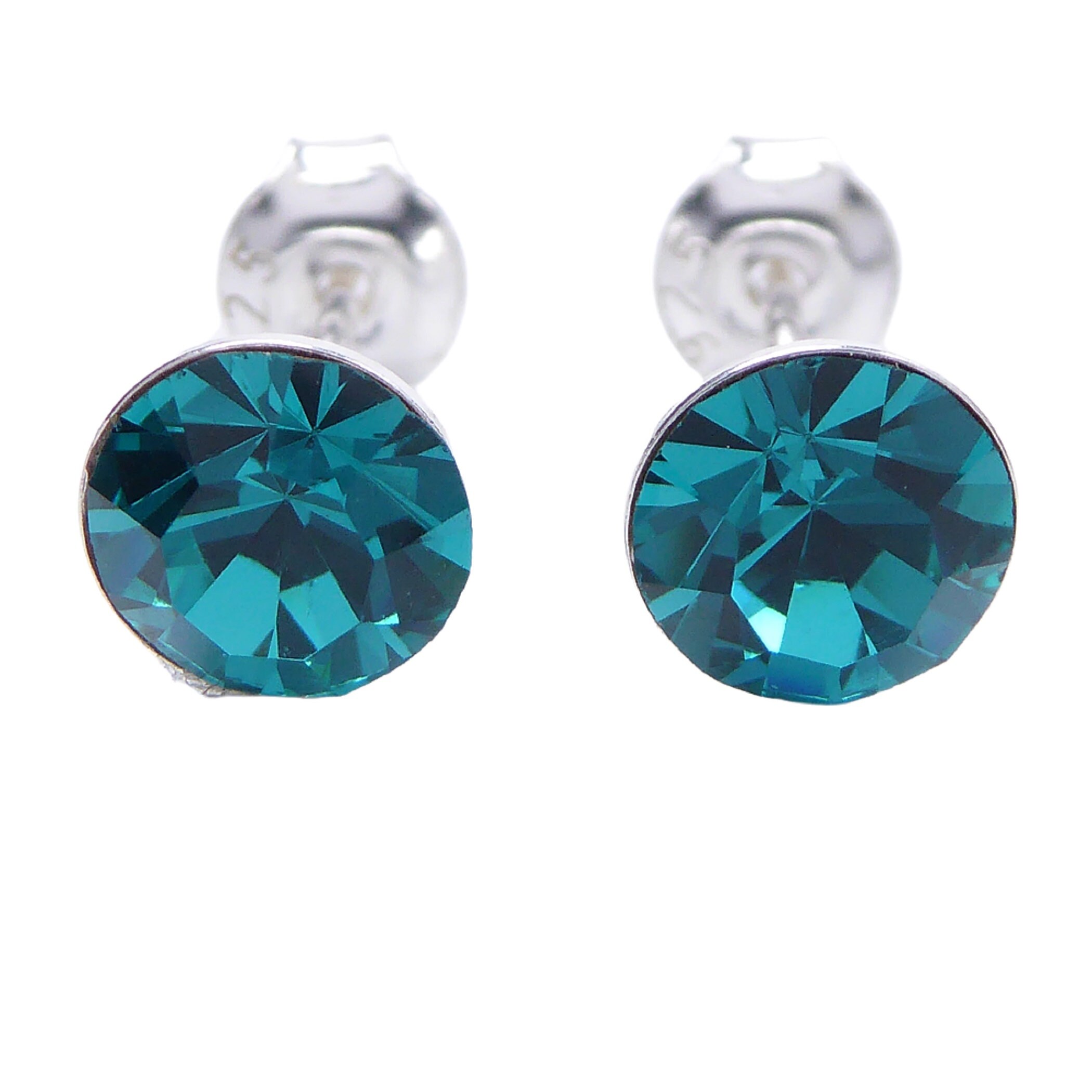 Blaue Perlen Ohrringe 6-6.5mm Süßwasserperlen Ohrstecker, Marine Perlen