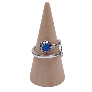 Blauer Lab Opal Meerjungfrau Ring 925 Silber – Verstellbar – Antiker Vintage Stil – Besonderes Geschenk für die Freundin afbeelding 2