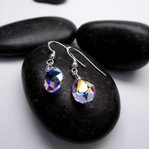 Aurora Borealis Ohrringe  Tropfenform 12mm   925 Sterling Silber besonders Funkelnd