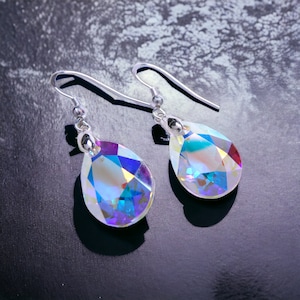 Aurora Borealis Ohrringe  Tropfenform 16mm   925 Sterling Silber besonders Funkelnd