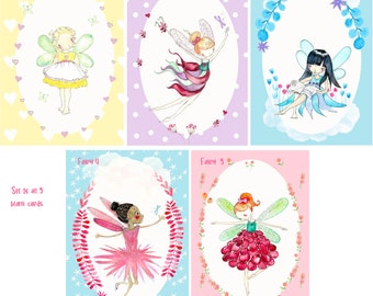 Whole set of fairy cards. 5 cards